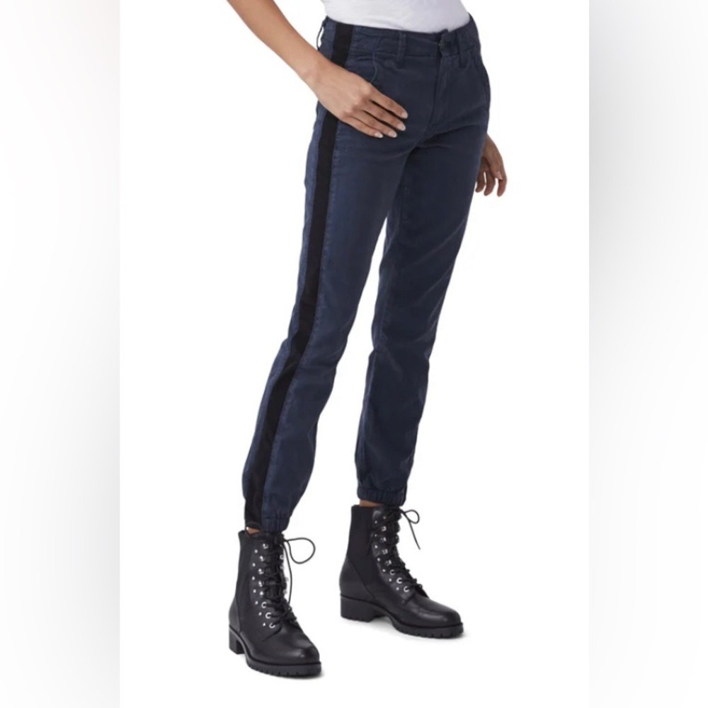 Paige Women's 23 Mayslie Jogger Navy Blue Velvet Side Stripe‎ Pants